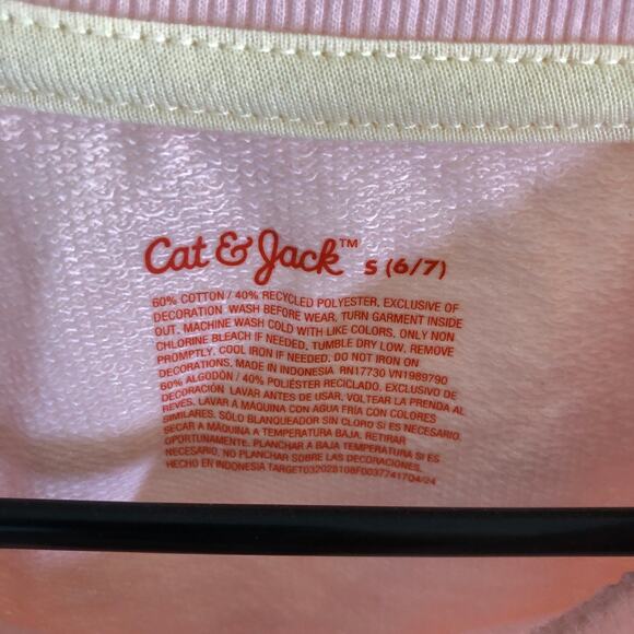 Cat & Jack NWT Girls Long Sleeve French Terry Floral Pullover Sweatshirt S (6/7) - Picture 3 of 7